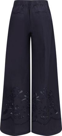 Forte_Forte Womens Embroidered Cotton Pants Notte Cotton; Silk Trousers