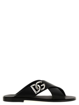 Dolce & Gabbana Mens Logo Leather Sandals