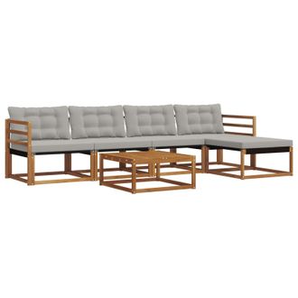 vidaXL Conjunto De Sof&aacute;s De Exterior 6 Pcs Gris Natural Y Claro Vidaxl