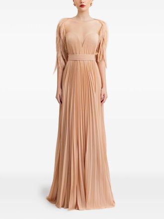Gemy Maalouf heart-neckline pleated dress - women - Fabric - 8 - Neutrals