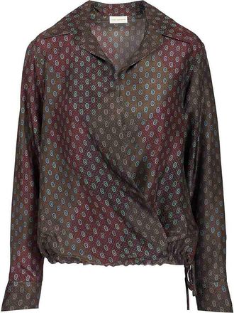 Dries Van Noten Printed Habotai Silk Blouse