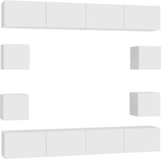 vidaXL Set De Muebles De Sal&oacute;n Tv 8 Piezas Madera De Ingenier&iacute;a Blanco Vidaxl