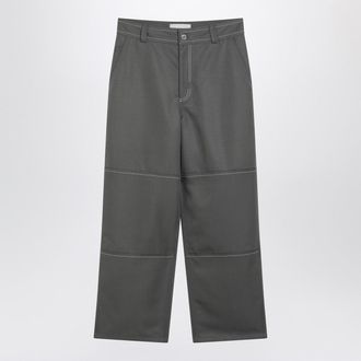 Ami Grey Wool Canvas Workwear Trousers