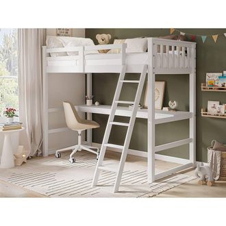 Flair Jules High Sleeper with Desk White | Size: Single