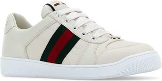 Gucci Mens White Leather Screener Sneakers Greatwgwwhvrvw Lamb