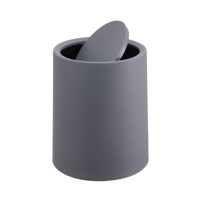 Relaxdays Kosmetikeimer, 6 Liter, Schwingdeckel, Inneneimer, matter Kunststoff, runder Badezimmer Mülleimer, dunkelgrau ab 16,99 €
