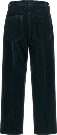 Nude Velvet Wide-Leg Trousers - Navy