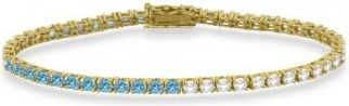 Allurez Diamond & Aquamarine Eternity Tennis Bracelet 14K Yellow Gold (5.49ct)