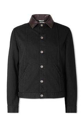 Brunello Cucinelli Leather-Trimmed Denim Jacket