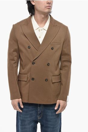 Paolo Pecora Jersey Double-Breasted Blazer With Flap Pockets size 52