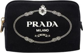Prada Pre-owned Vintage Canvas Pouch - Dames - Vintage Tassen - Zwart - ONE Size - Vintage