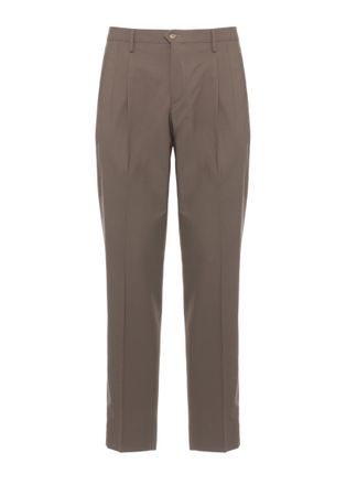 BRIGLIA 1949 Brown Plattis Wool Straight-Leg Pants