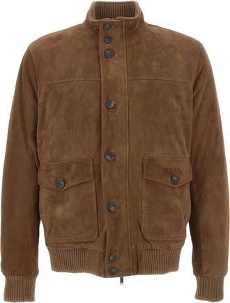 Volfagli Giacca in pelle scamosciata - Marrone