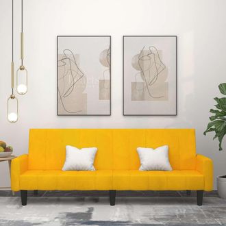 vidaXL Sof&aacute; Cama De 2 Plazas Terciopelo Amarillo Vidaxl