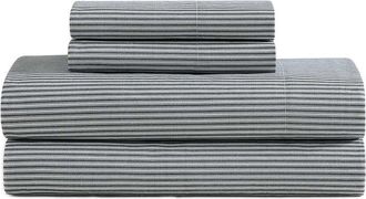 Tommy Hilfiger 200 Thread Count Highland Ticking Stripe Cotton Percale Sheet