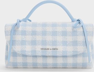 Charles & Keith Hazel Gingham Bow Wallet On Chain