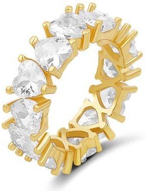 SHYMI Heart Cubic Zirconia Eternity Ring in Gold/White at Nordstrom, Size 6