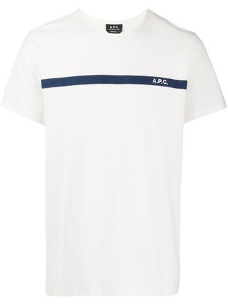 A.P.C. logo striped T-shirt - men - Cotton - S - White