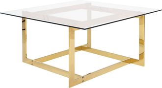Beliani Beliani - Mesa De Centro Con Marco De Metal Dorado Y Tablero Cuadrado De Vidrio Crystal