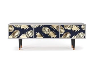 StoryZ Mueble de TV azul y amarillo 2 cajones y 2 puertas L 170 cm