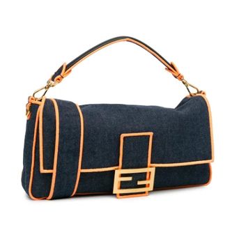 Fendi Pre-owned Shoulder Bags, female, Blue, Size: ONE SIZE Pre-owned Denim Shoulder Bag
