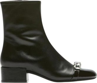 N&deg;21 Schoenen, Dames, Zwart, 39 EU, Leer, Cristalli Enkellaarsjes
