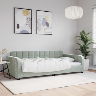 vidaXL Sof&aacute; Cama Sin Colch&oacute;n Terciopelo Gris Claro 100x200 Cm Vidaxl