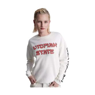 One Teaspoon Utopian State Logo Sweater - Dames - Sweatshirts - Wit - 2XS - Katoen - Hoodies & sweatvesten