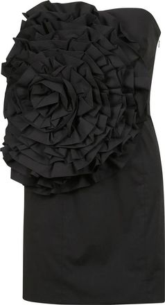 Rotate Bloemige Off-Shoulder Mini Jurk - Dames - Feestkleedjes - Zwart - 2XS - Katoen - Kleedjes