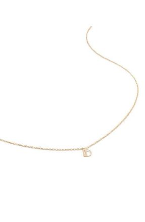 Monica Vinader Small Initial Pendant Necklace in 14Kt Solid Gold - D at Nordstrom