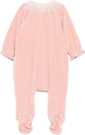 Tartine Et Chocolat Lace-Collar Cotton-Blend Bodysuit - Pink