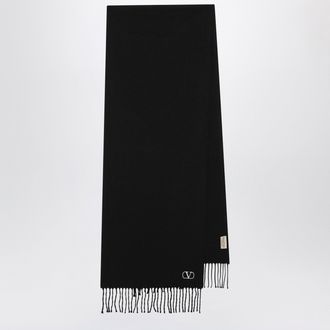 Valentino Garavani Black scarf with VLogo embroidery