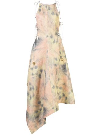 Ellery Galapogas asymmetric tie-dye dress - women - Viscose/Flax - 40 - Pink