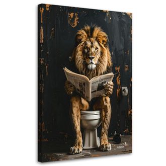 Feeby Impresi&oacute;n De Imagen, Le&oacute;n Leyendo El Peri&oacute;dico Negro Y Dorado, 80x120