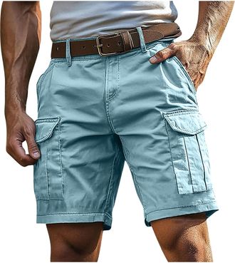 Generic Cargo Shorts for Men UK Combat Shorts Summer Chino Casual Work Knee Length Pants Multi Pockets No Belt Plain Lightweight Relaxed Casual Pants Comfort 