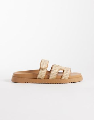 Steve Madden Missile - Sandali con fascette in rafia naturale-Neutro