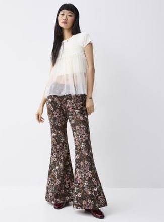 Twik Womens Autumn blossoms flared jean