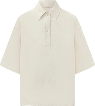 STUDIO NICHOLSON Half Placket SS Shirt - Dames - Polos - Beige - 2XS - Linnen - Tops