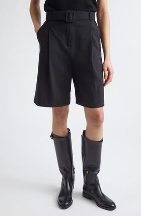Eleventy Belted Stretch Virgin Wool Shorts in 22 Black at Nordstrom, Size 38