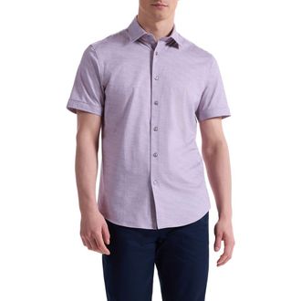 Bugatchi Miles OoohCotton Short Sleeve Button-Up Shirt in Wood Rose at Nordstrom Rack, Size Large