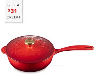 LE CREUSET Holly Collection Traditional Round Saucier With $31 Credit