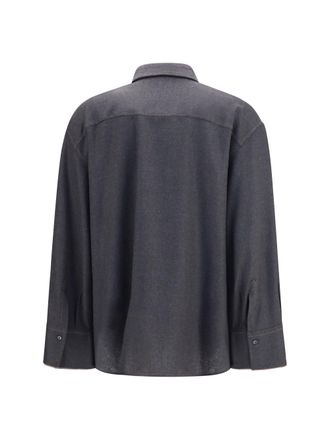 Brunello Cucinelli Womens Virgin Wool Shirt Antracite Fleece Ovis Aries