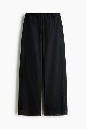 H&M Kordelzughose mit Spitze - Schwarz