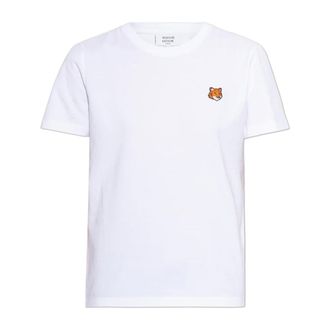 Maison Kitsun&eacute; T-Shirts, female, White, Size: XS Fox Head Regular Tee-shirt