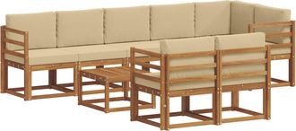 vidaXL Conjunto De Sof&aacute;s De Exterior 9 Uds. Natural Y Beige Vidaxl