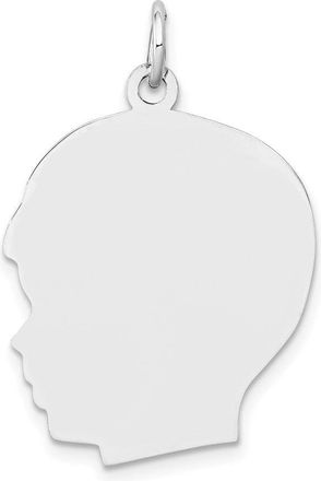 Diamond2Deal 14k White Gold Plain Large.018 Depth Facing Left Engravable Boy Charm Pendant