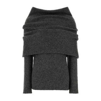 Entire studios Round-neck Knitwear, female, Gray, Size: XL/2XL Wool Blend Sweater