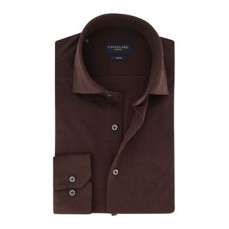 Cavallaro Overhemden, Heren, Bruin, 3Xl, Katoen, Piquo Shirt