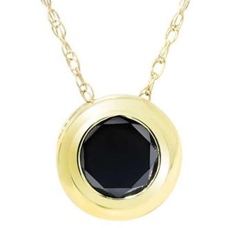 Pompeii3 1/2ct Black Diamond 14K Yellow Gold Solitaire Pendant
