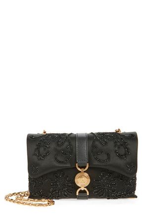 Versace Mini Kleio Embellished Satin Wallet on a Chain in Black-Versace Gold at Nordstrom